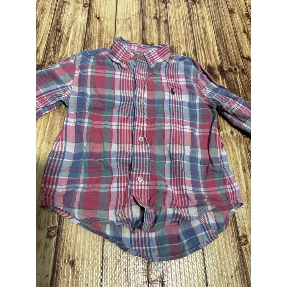 Ralph Lauren Boys Toddler Plaid Button Down Shirt Size 3/3T